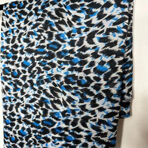 India Boutique XL Blue Black & White Animal Print Polyester Shawl Wrap Scarf